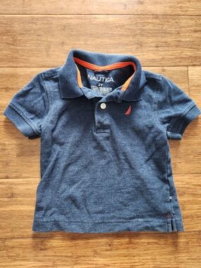 Nautica Toddler Blue Polo with Orange Accents 2t